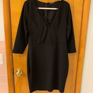 Little Black Dress with Criss Cross Plunge